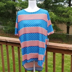 🌟 3 for $15 Deal! 🌟LulaRoe red white blue top XS Irma hi lo